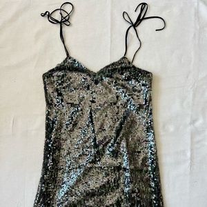Sparkling Green and Black Paillette Short Dress from Sam Edelman